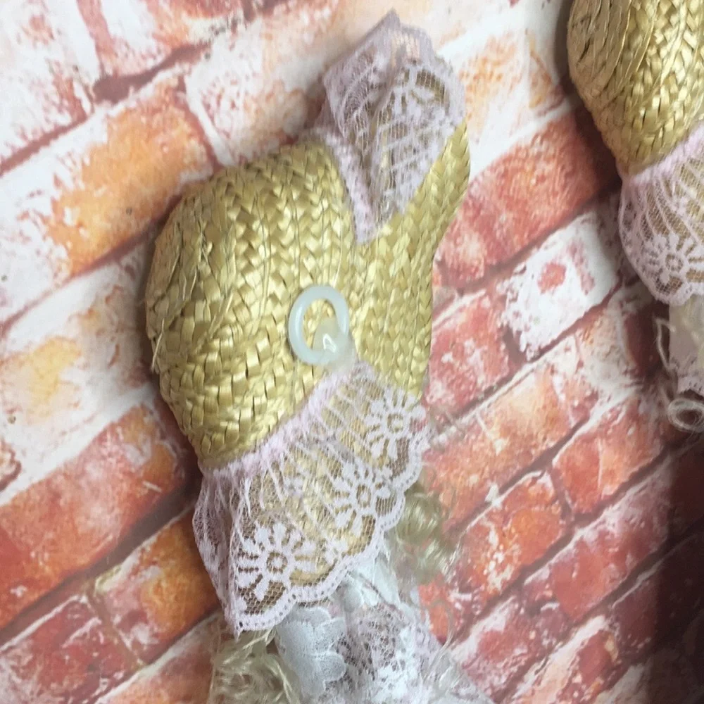 Vintage Handmade Lace Tiered Victorian Broomstick Doll Wall Hangings